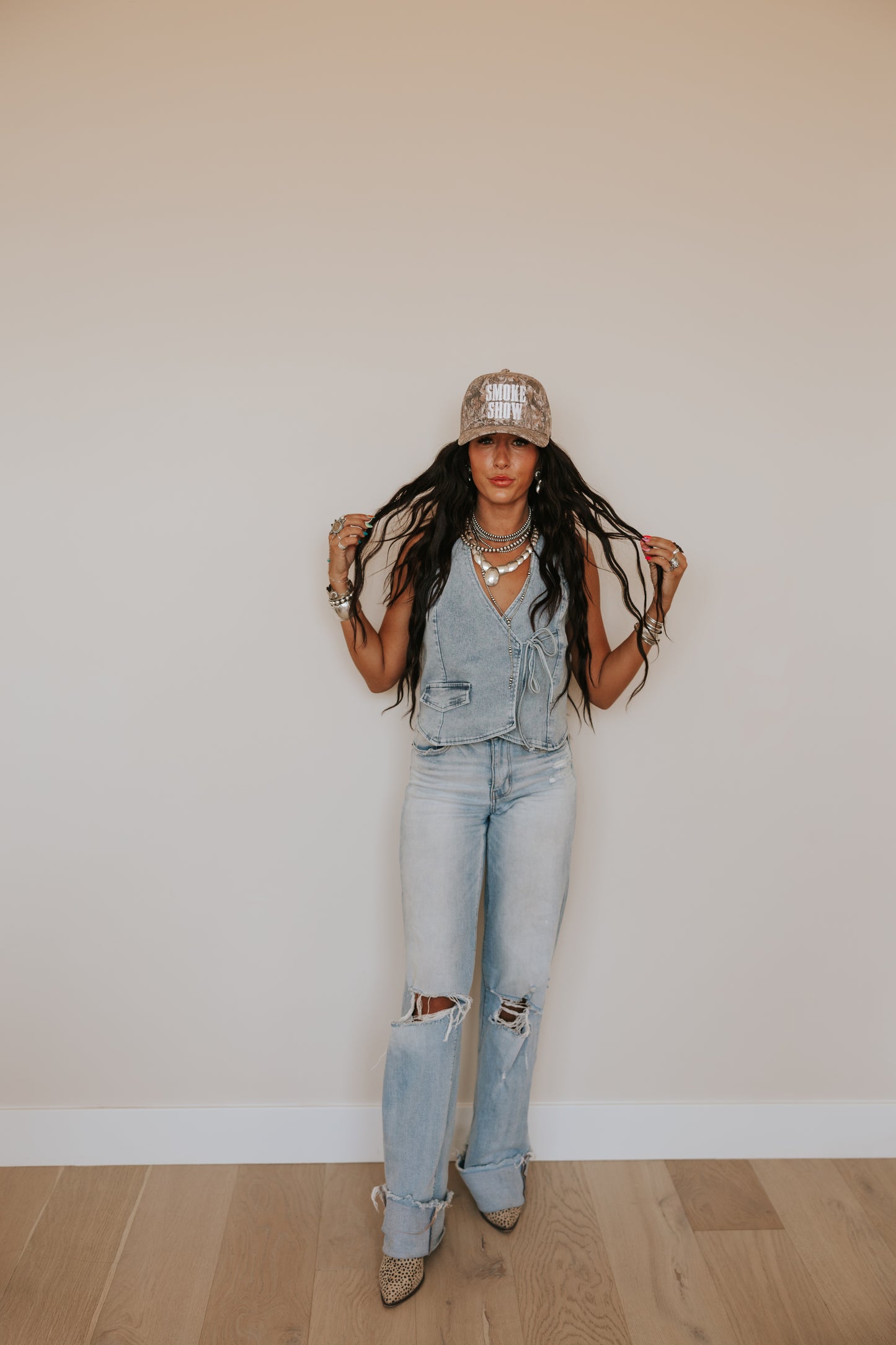 DENIM HALTER TOP