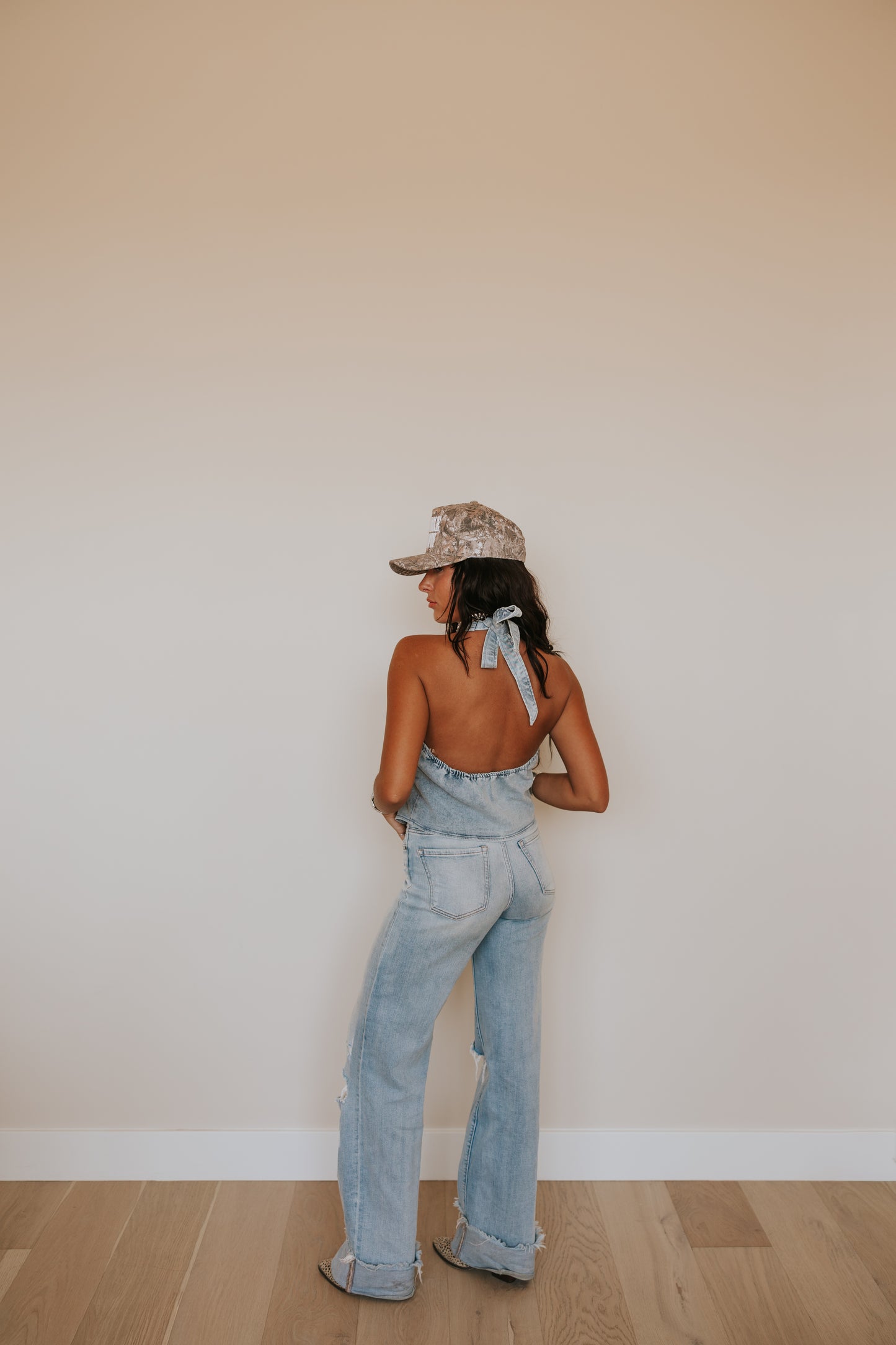 DENIM HALTER TOP