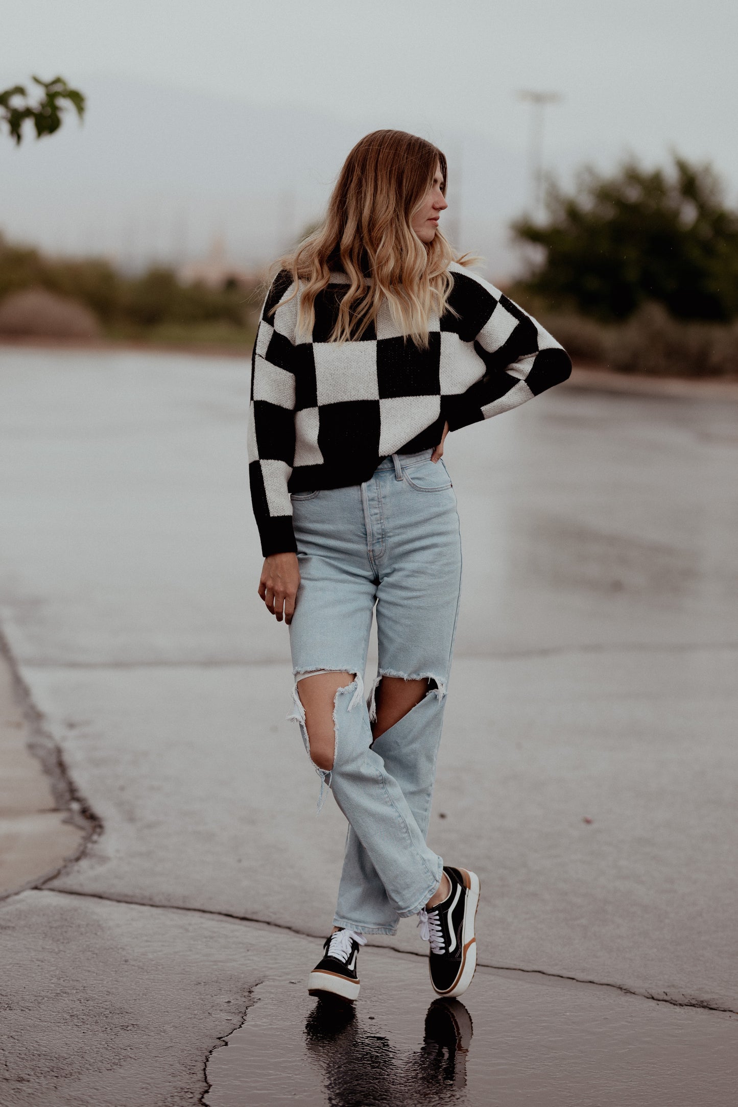 Checkerboard sweater