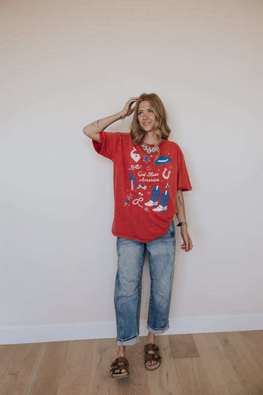 GOD BLESS AMERICA GRAPHIC TEE