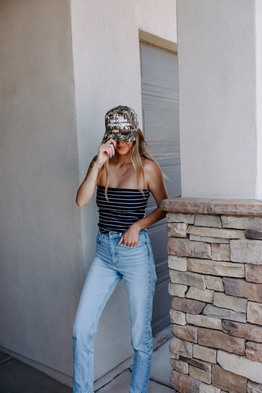 DENIM COWGIRL TRUCKER HAT